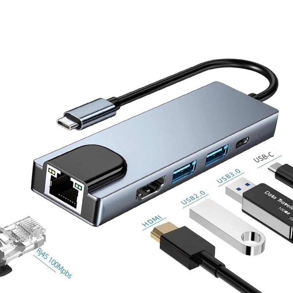 Brehn | Thunderbolt 3 USB-C Hub with HDMI, PD, SD/TF for MacBook Air M1 and iPad Pro