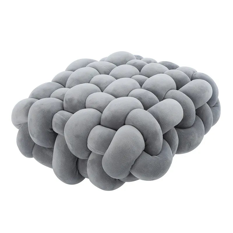 Skanto | Living Room Soft Plush Knot Pillow Sofa Cushion Solid Color Square Handmade Home Throw Pillow Square Woven Seat Cushion Pillow