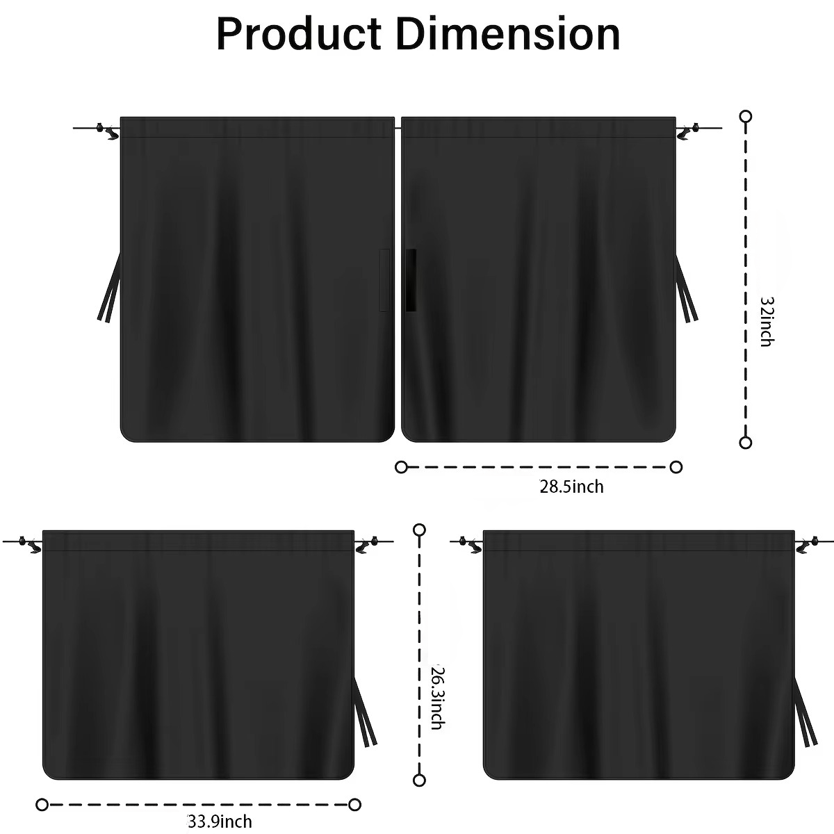 BowLift | 4-Piece Car Window Privacy Curtain Set with Rear Divider and Storage Bag