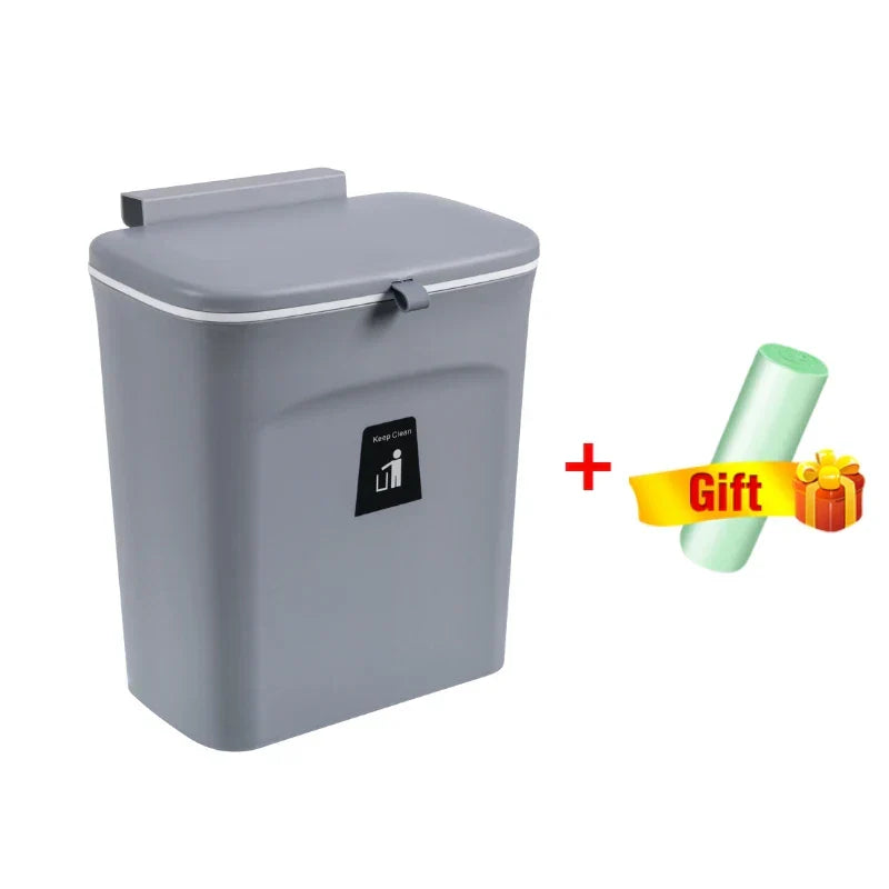 Skanto Skanto | JYPS 7/9L Large Capacity Hanging Trash Can - Wall Mounted Kitchen Recycling Bin with Lid, Ideal for Bathroom and Kitchen Use