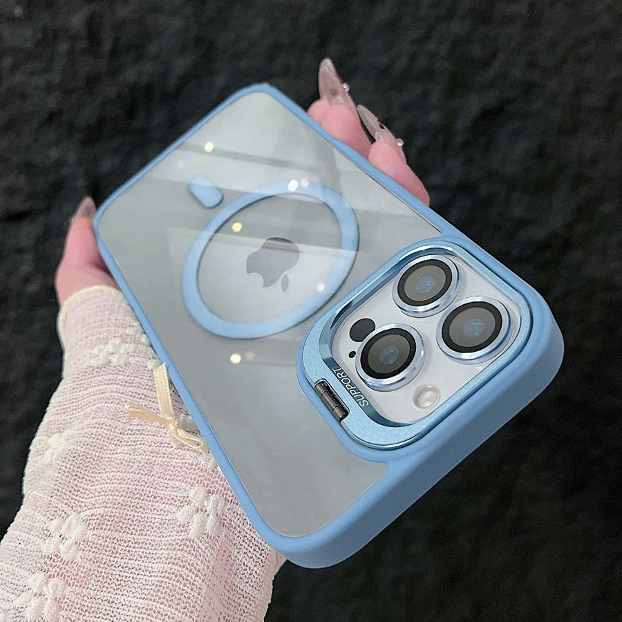 Skanto | Shockproof Magnetic Magsafe Phone Case Stand Glass Lens Protector Cover
