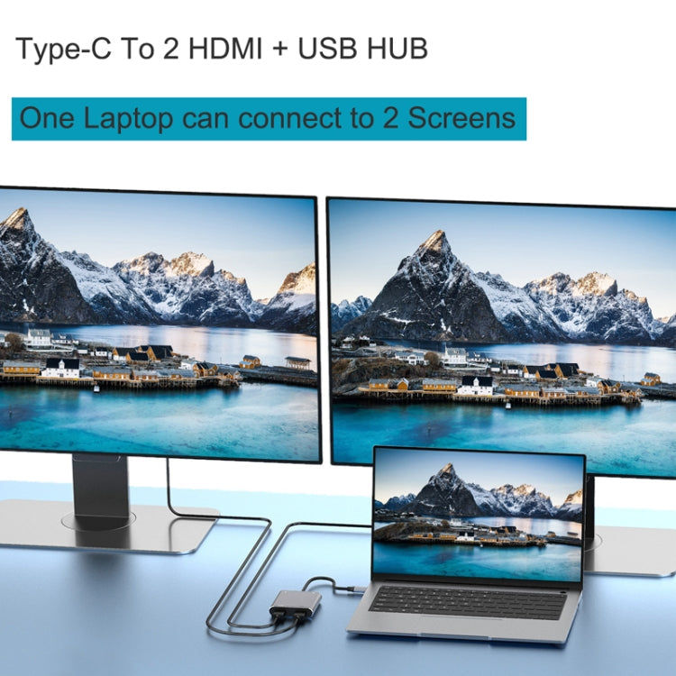 4-in-1-USB-Adapter: USB Type-C to two HDMI hubs, USB hubs, and USB Type-C hubs