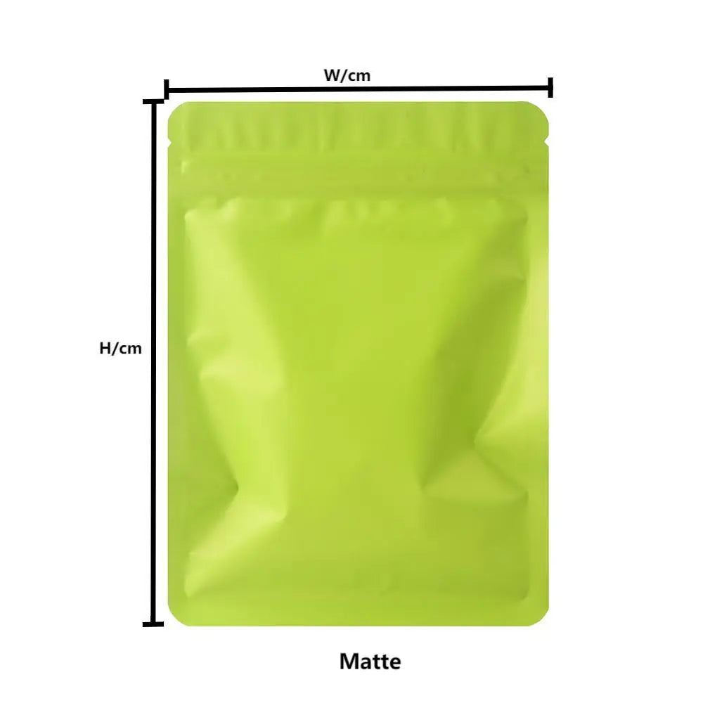 Skanto | 100PCS Double-Sided Frosted Mylar Bags - Flat Bottom, Waterproof, Heat-Sealable Aluminum Foil Zipper Bags