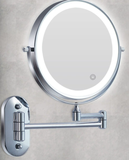 Skanto | Black LED Rechargeable Makeup Mirror – 3-Color Light