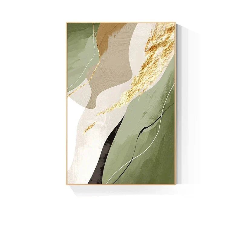 Earth Tones Nordic Abstract Geometric Wall Art Fine Art Canvas Print Green Brown Beige Orange Pictures For Living Room Dining Room Decor | Skanto