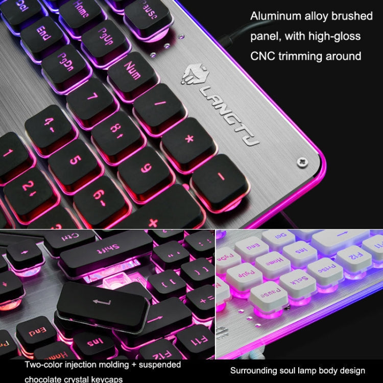 Skanto | LANGTU L1 104 Key USB Home Office Film Backlit Wired Keyboard, Cable Length: 1,6 m (Ice Blue Light Black)