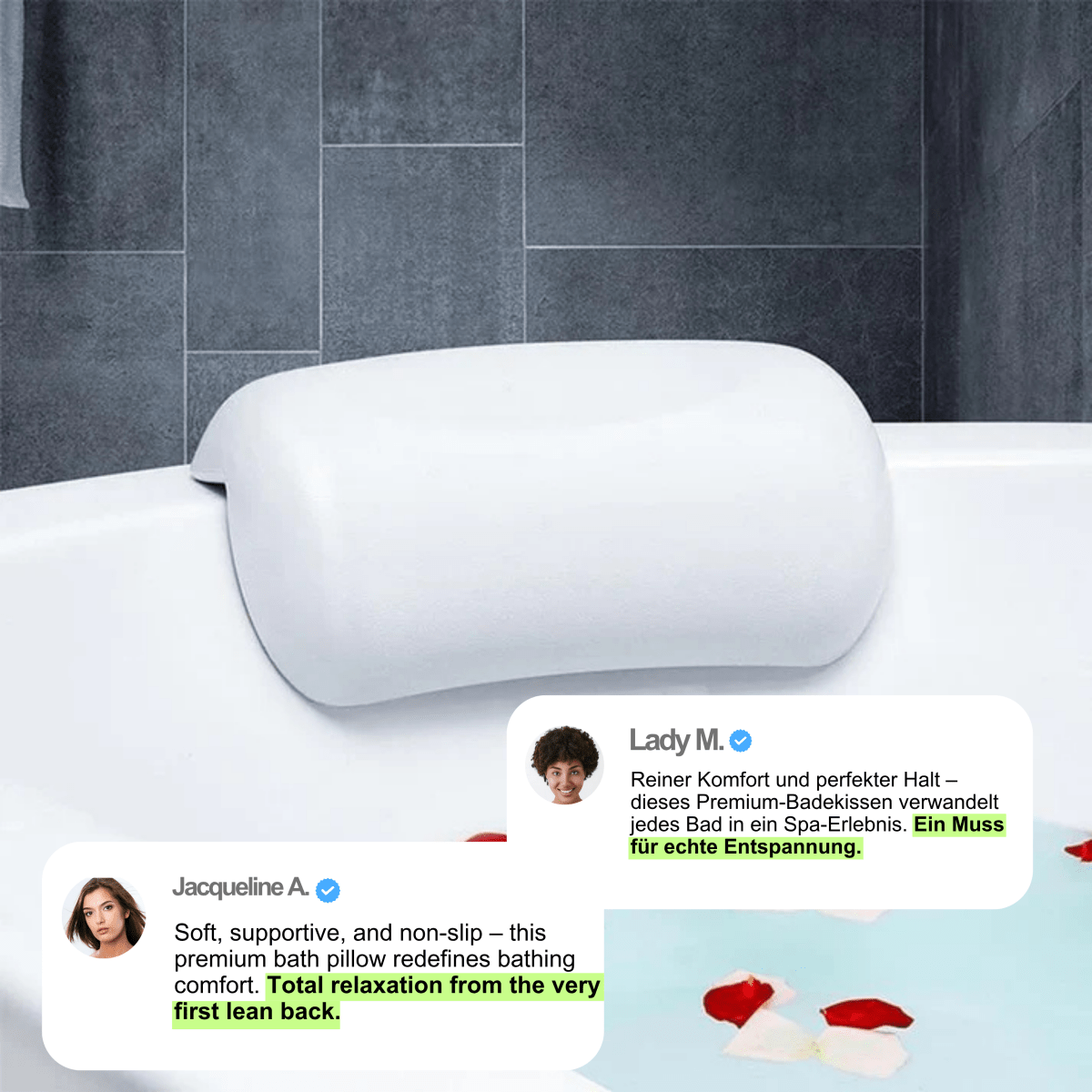 Skanto | AquaCloud Premium Bath Pillow – Ergonomic Neck and Headrest for Spa-Like Relaxation at Home