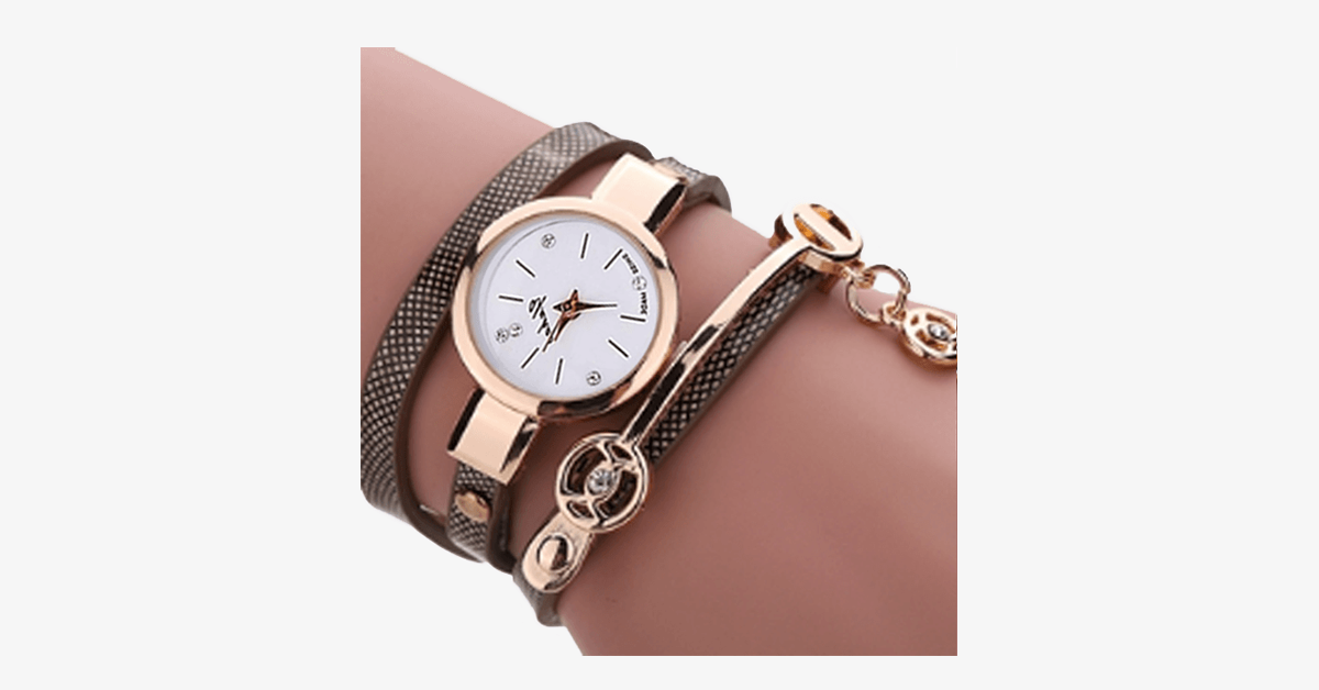 Skanto | Gold Charm Wrap Watch - Multicolor vegan leather watch for stylish people