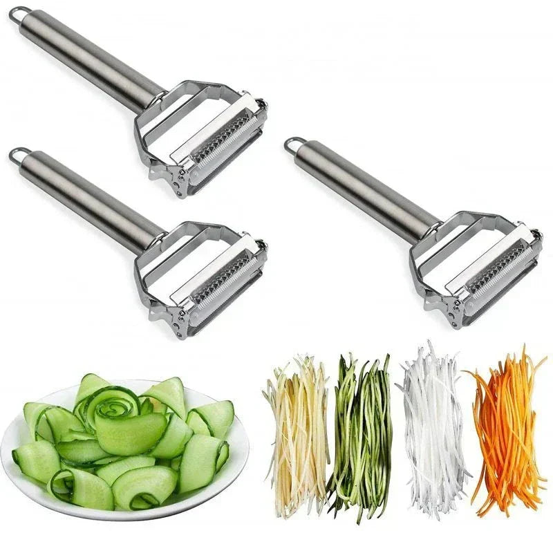 Ultra-sharp stainless steel multi-function vegetable slicer & julienne slicer, potato-carrot grater