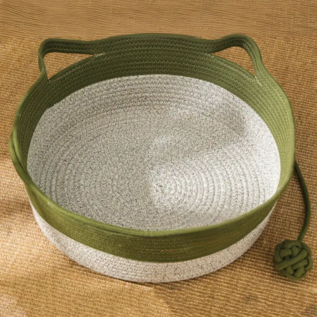 Handwoven Cotton Rope Bed for Cats - CozyNest Bowlift