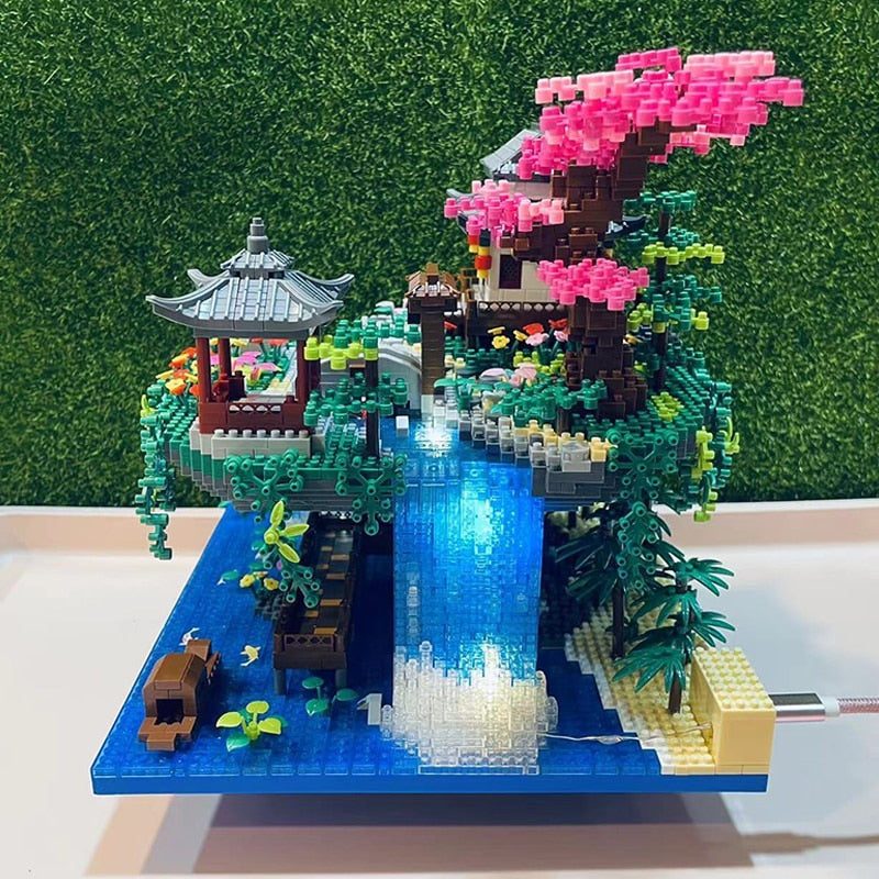Skanto | Fossfall Japanese House Sakura Floating Island Nano Building Blocks | Limited Stock