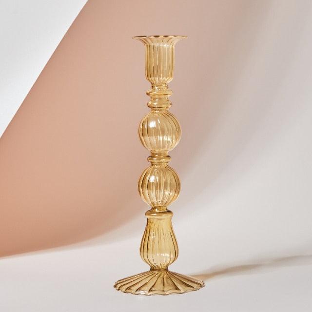 Skanto | GlowCharm Pastel Glass Candle Holder | Decorative Candle Holders | Elegant Table Decor