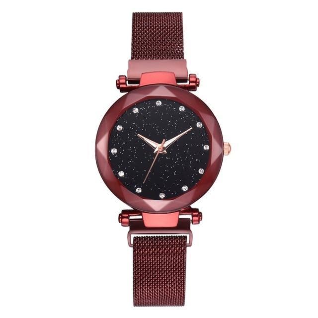 Kalsten | Fashionable Unique Mesh Magnet Buckle Exotic Starry Diamond Designer Luxury Ladies Women Watch