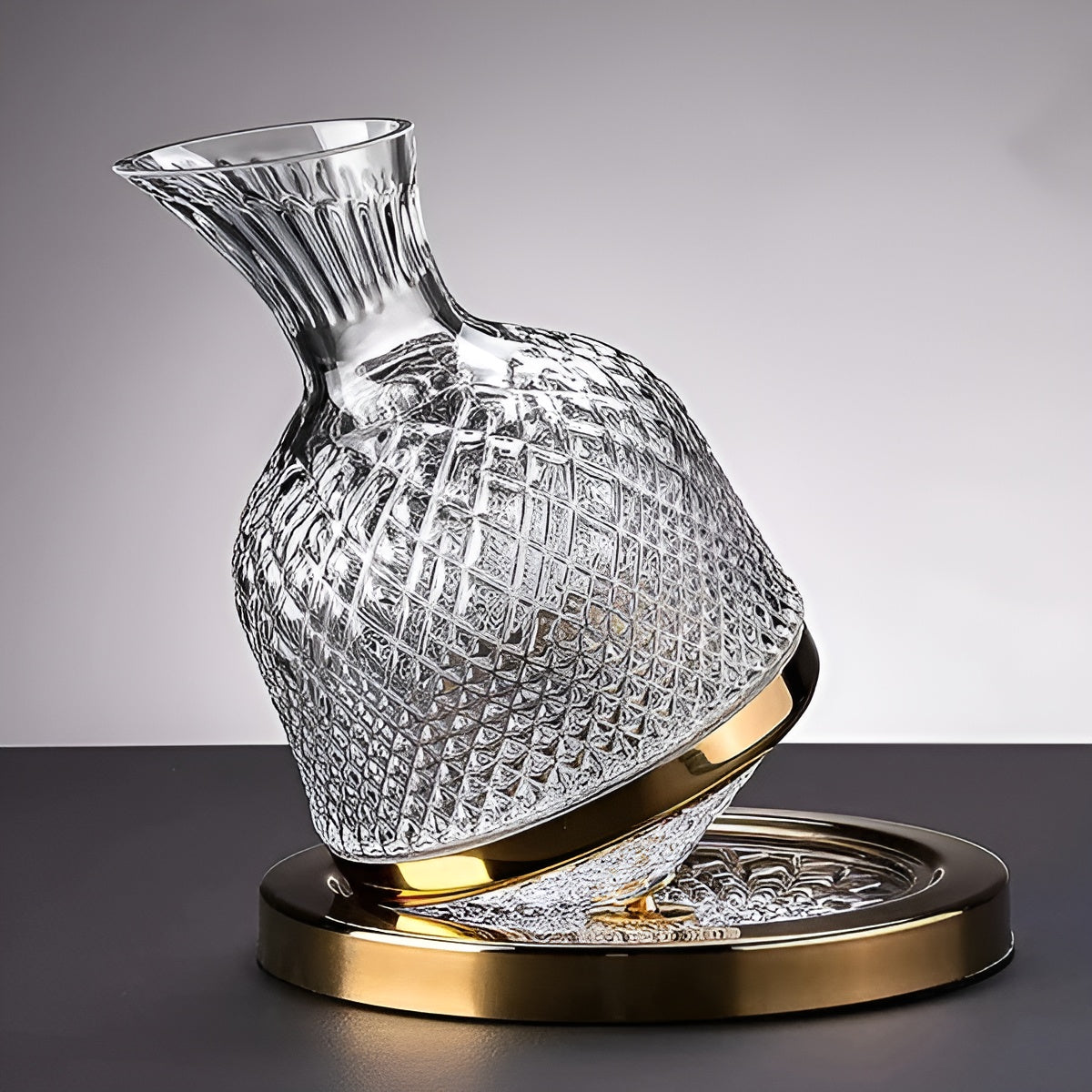 Crystal Glass Carafe – 360° RotataBowlifte and Elegant | 1.5 L Wine and Beverage Dispenser | Bowlift