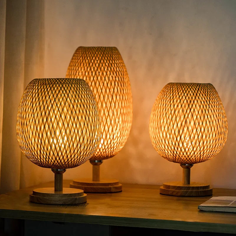 Skanto | Vintage Bamboo Table Lamp - TimberGlow