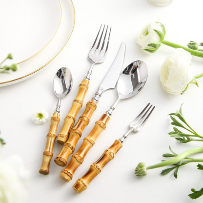 Arashiyama Bamboo & Stainless Steel Cutlery Set – Natural Elegance | Brehn