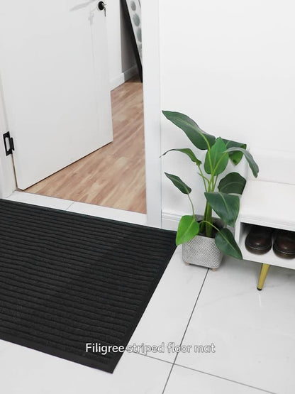 All-weather doormat – Wear-resistant striped doormat, non-slip, stain- and fade-resistant, flat mat for indoor and outdoor use