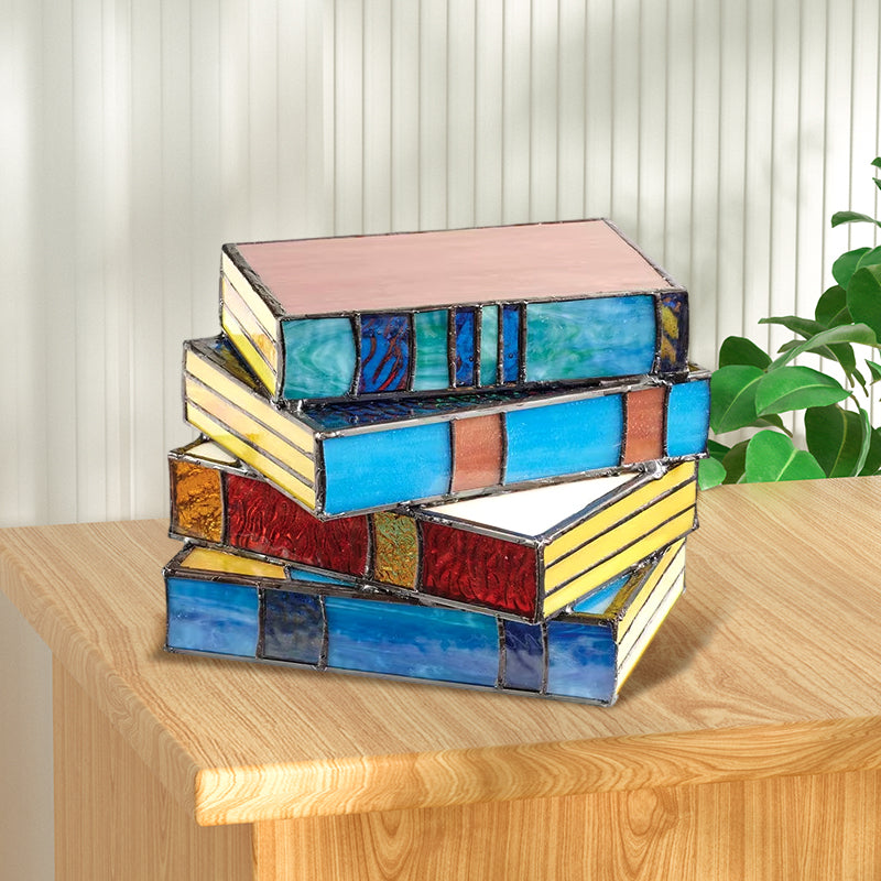 Skanto | Stained Glass Stack Books Lamp