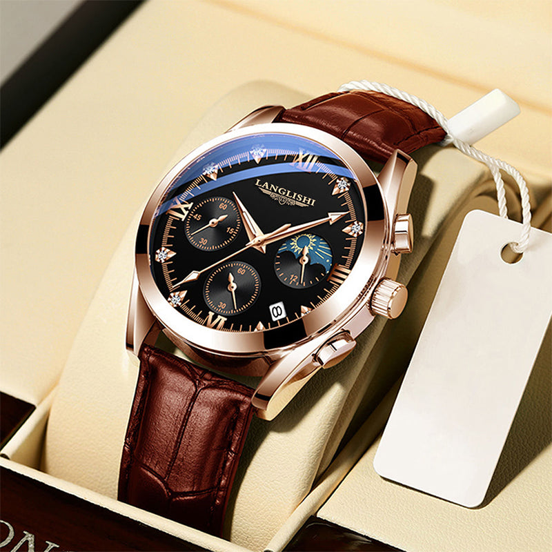 Waterproof men's sports watch with luminous hands and quartz movement