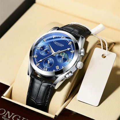 Waterproof men's sports watch with luminous hands and quartz movement