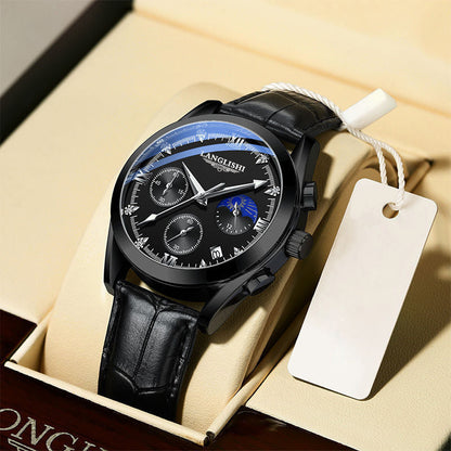 Waterproof men's sports watch with luminous hands and quartz movement