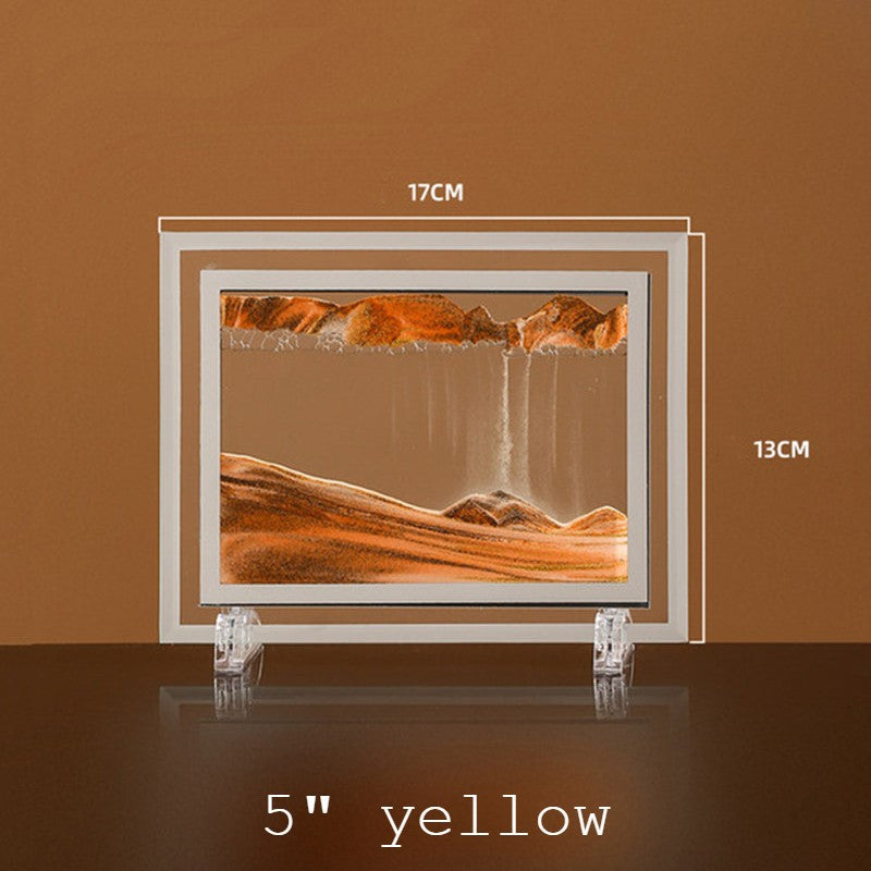 Brehn | Dynamic Glass Frame Moving Sand Nature Landscape, for Desktop, Home, Office, Decor