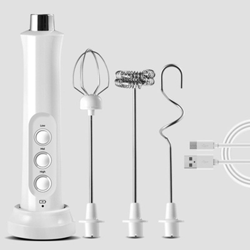 Skanto | Rechargeable Handheld Milk Frother, with 3 Speeds and 3 Interchangeable Heads for Latte, Bulletproof Coffee, Protein Shake & More
