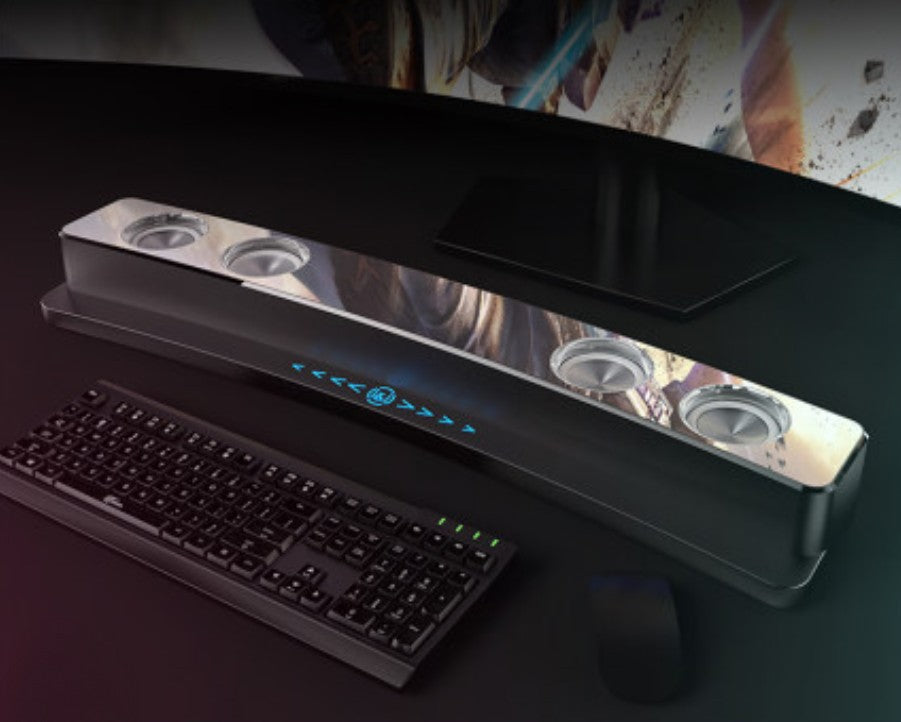 Skanto | Bluetooth Gaming Speaker with RGB Lighting, Bluetooth 5.0, Dual Diaphragm, Dual Speakers, Mechanical Buttons, Clock & Alarm