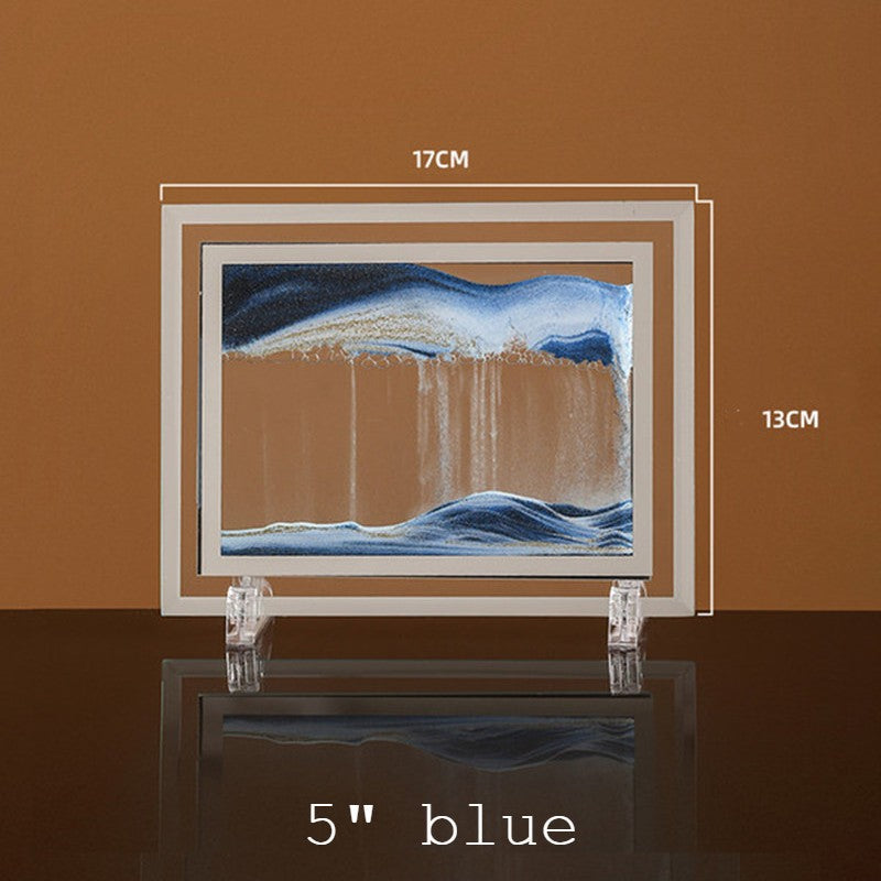 Brehn | Dynamic Glass Frame Moving Sand Nature Landscape, for Desktop, Home, Office, Decor