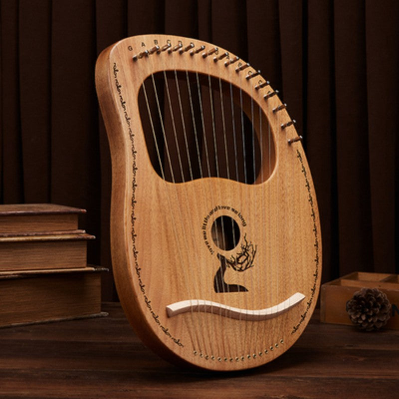 Skanto | Classic 16-String Lyre Harp with Metal Strings, Tuning Tool, Extra Strings, Manual, and Bag, for Beginners and Professionals