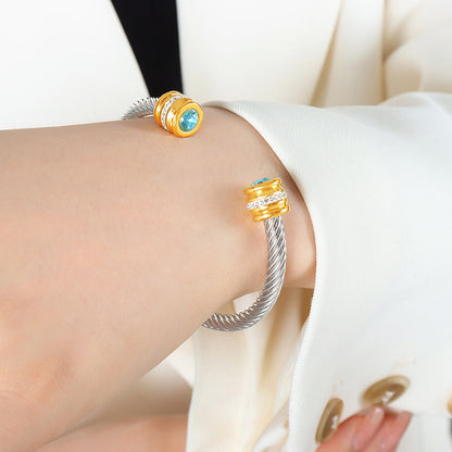 BowLift | Personalized Birthstone Ends Twist Cuff Bracelets