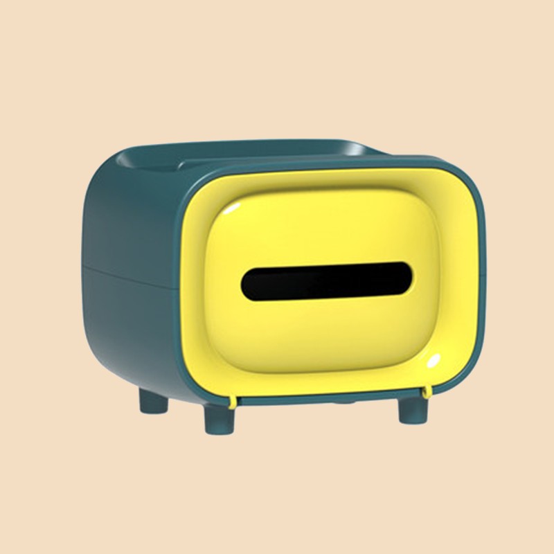 BowLift | Retro TV-shaped Tissue Box, with Catchall & Phone Holder, for Home & Office
