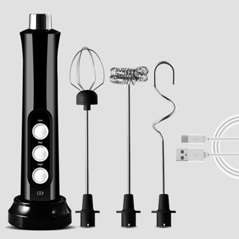 Skanto | Rechargeable Handheld Milk Frother, with 3 Speeds and 3 Interchangeable Heads for Latte, Bulletproof Coffee, Protein Shake & More