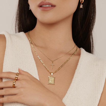 BowLift | 2pc 14k Initial & Cross Necklace Set