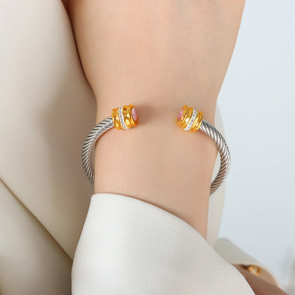 BowLift | Personalized Birthstone Ends Twist Cuff Bracelets