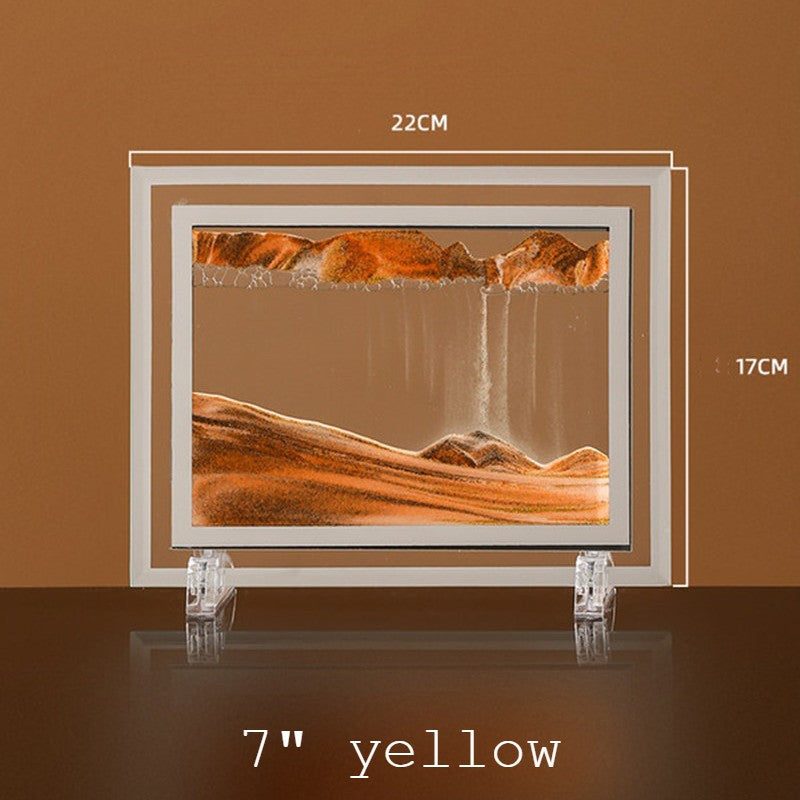 Brehn | Dynamic Glass Frame Moving Sand Nature Landscape, for Desktop, Home, Office, Decor