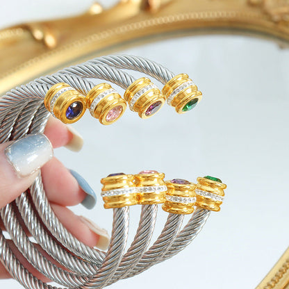 BowLift | Personalized Birthstone Ends Twist Cuff Bracelets
