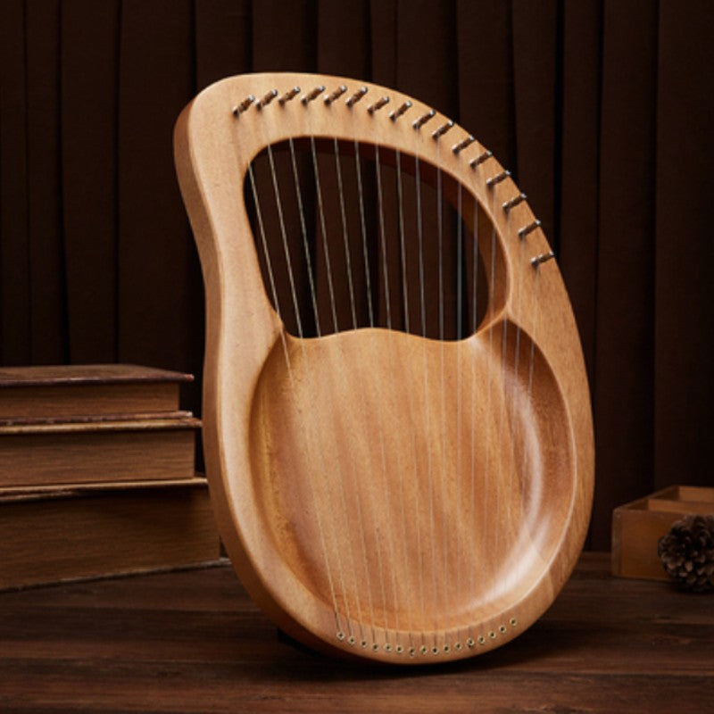 Skanto | Classic 16-String Lyre Harp with Metal Strings, Tuning Tool, Extra Strings, Manual, and Bag, for Beginners and Professionals