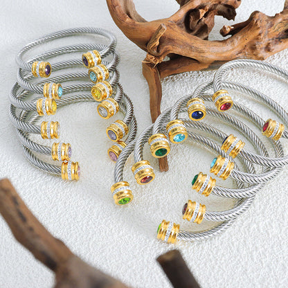 BowLift | Personalized Birthstone Ends Twist Cuff Bracelets