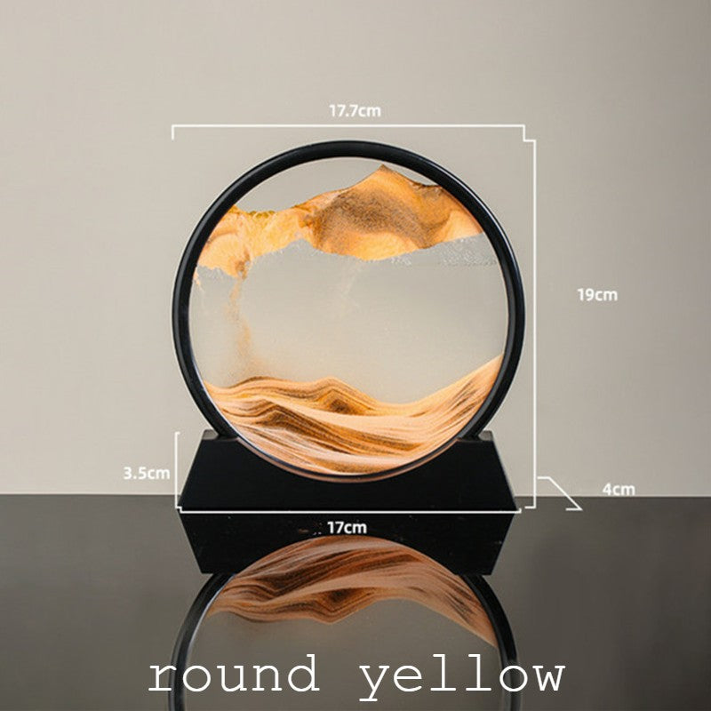 Brehn | Dynamic Glass Frame Moving Sand Nature Landscape, for Desktop, Home, Office, Decor