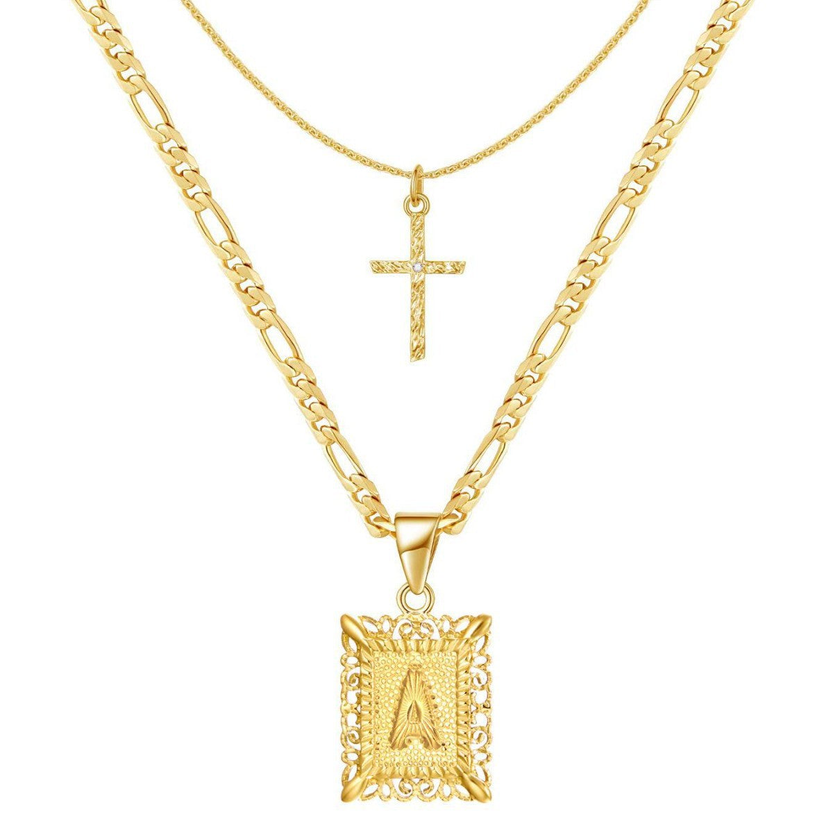 BowLift | 2pc 14k Initial & Cross Necklace Set
