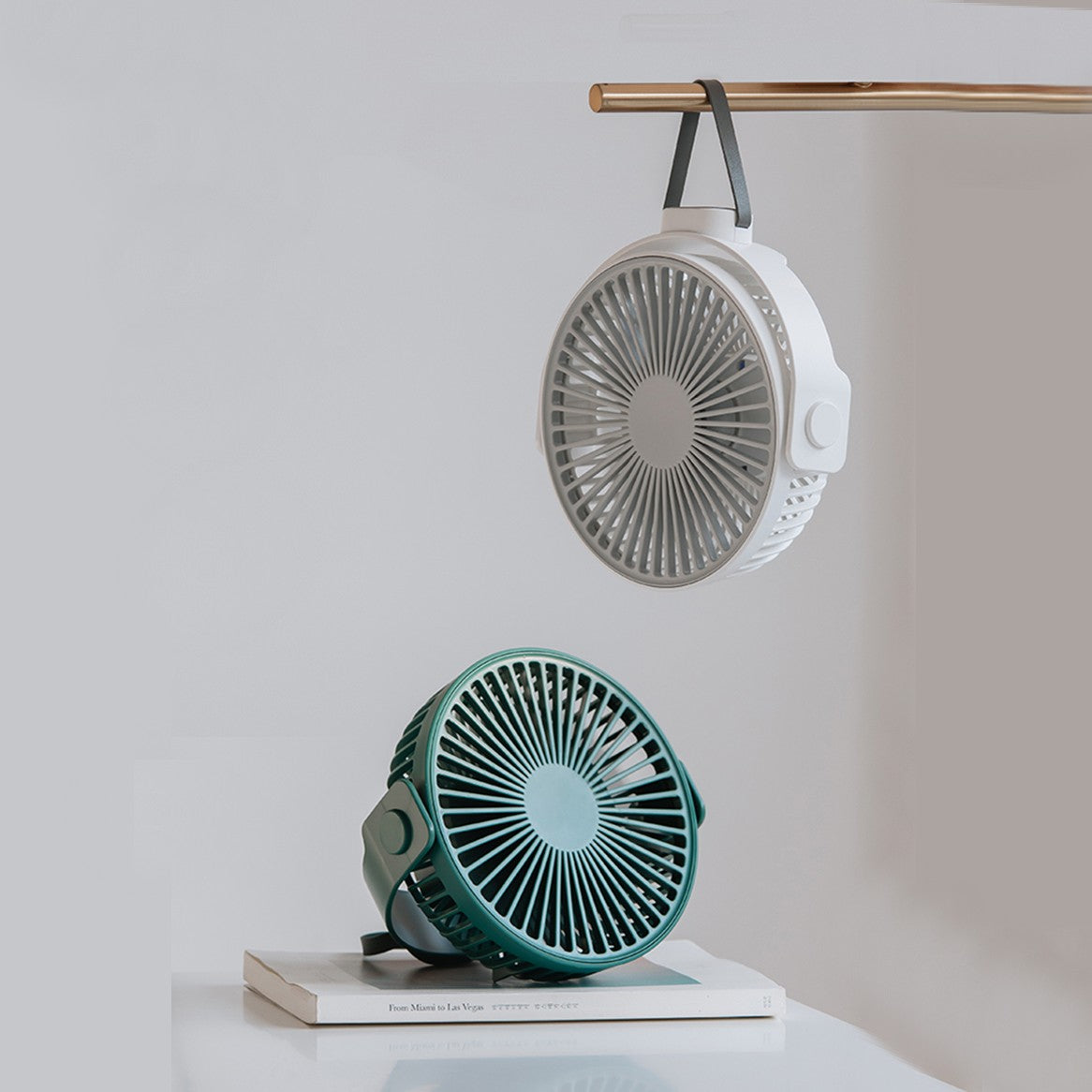 2-in-1 Rechargeable Portable Hanging / Desk Fan, with Night Light, 4 Adjustable Wind Speeds | Karnz