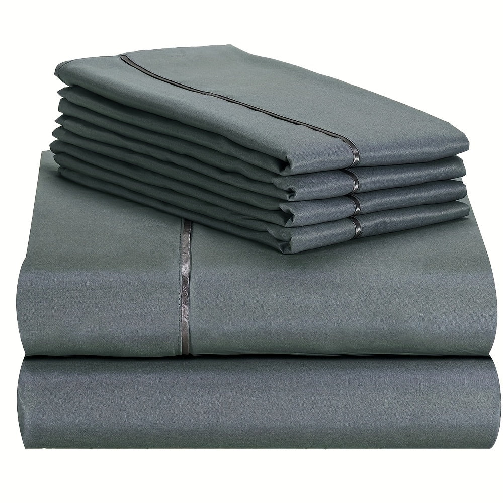 Skanto | 4/6 Pc Luxury Plush Fitted Sheet Set – Soft, Breathable, Color & Fade Resistant Bedding – Deep Pocket Flat Sheet, Fitted Sheet & 2/4 Pillowcases for Bedroom & Hotel Use