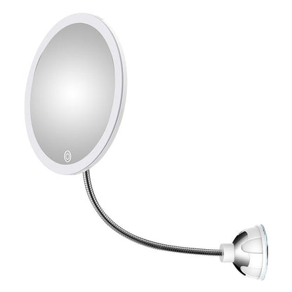 Makeup Mirror with LED & Magnification - with Suction Cup and Flexible Arm | Skanto