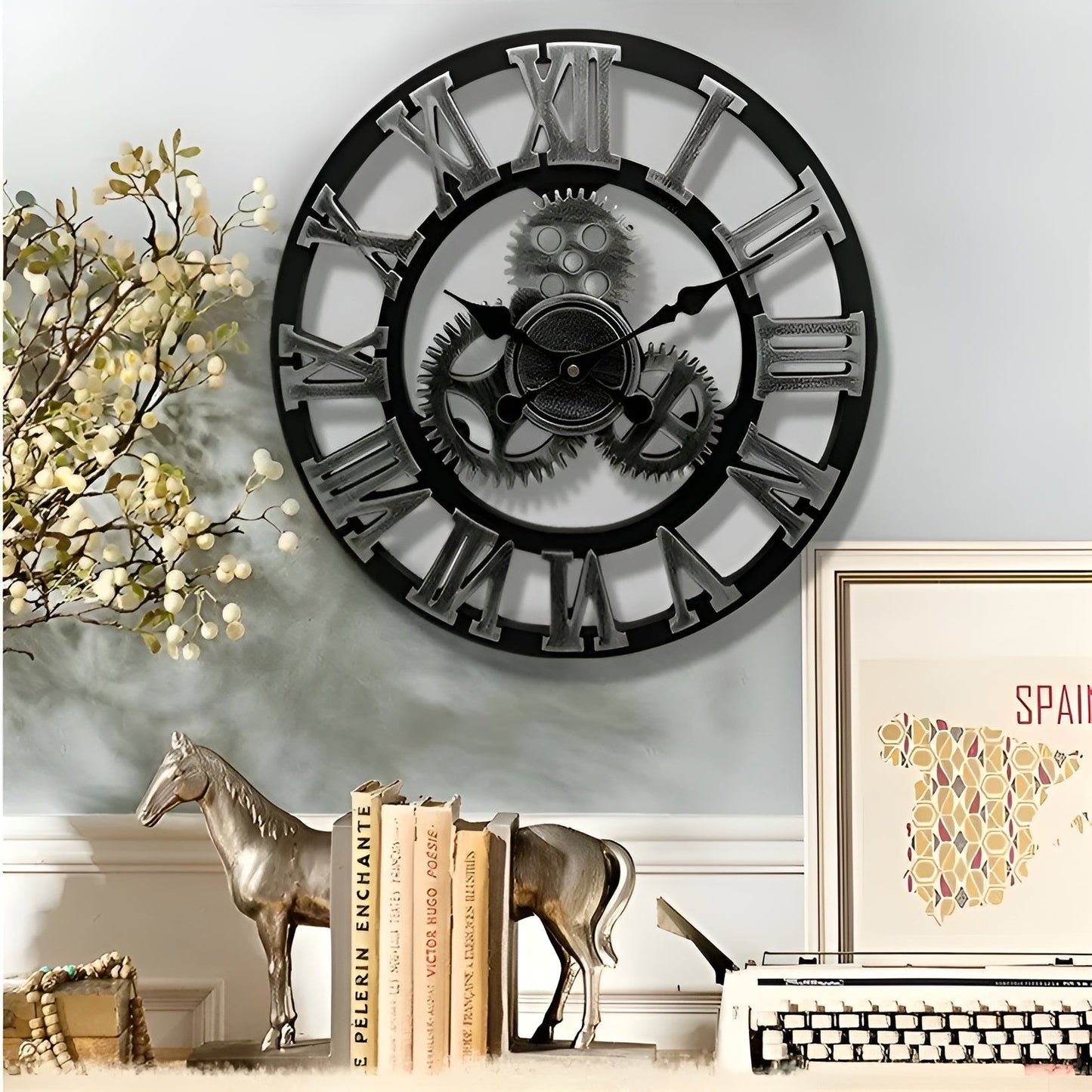 Wall clock in gear design – Industrial design for stylish wall decoration | Karnz