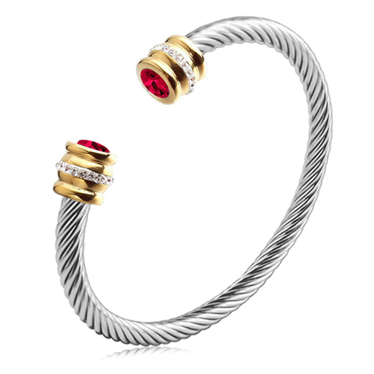 BowLift | Personalized Birthstone Ends Twist Cuff Bracelets