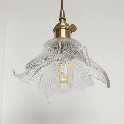 Skanto | Modern Creative Floral Brass-Glass 1-Light Pendant Lamp for Living Room