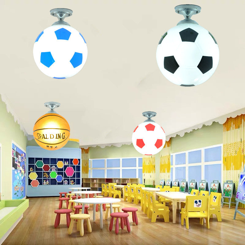 Skanto | SportLume Creative Ceiling Light | Basketball & Soccer Design | Semi-Flush Mount | Glass Lamp