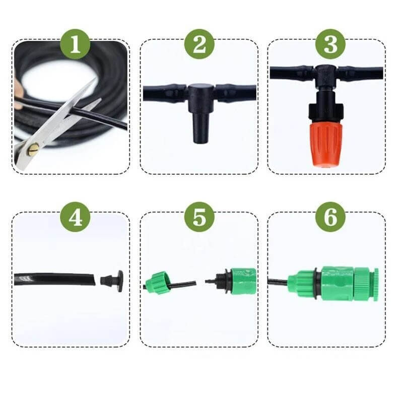 Garden Sprinkler Set with Adjustable Mist or Spray Nozzles and 5–20 m Hose