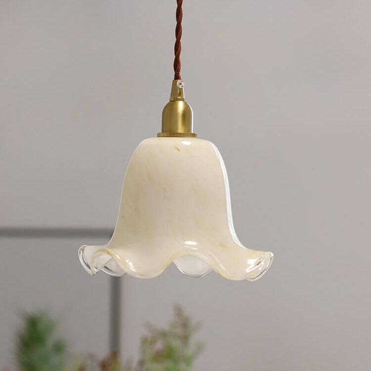 Skanto | Vintage Creative Flower Brass Glass 1-Light Pendant Lamp